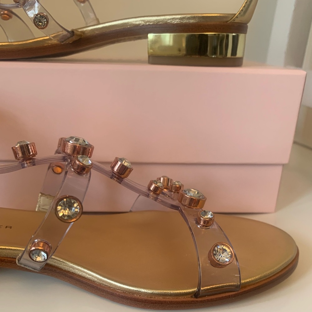 Sophia Webster Dina Flat Sandal Gold Silver rhinestone jelly Sz 39 NEW w/ box - Picture 10 of 16